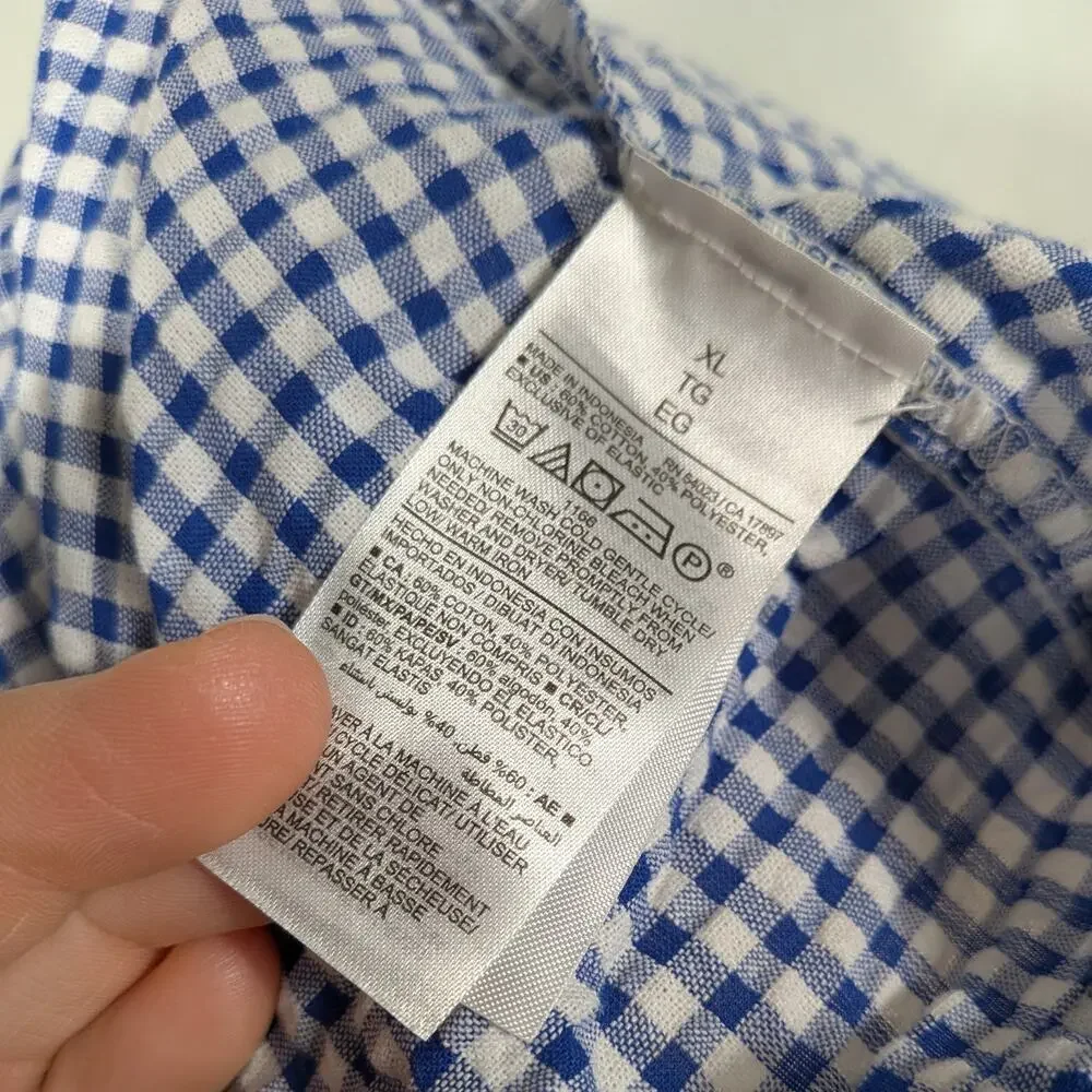Old Navy Gingham Maxi Dress Xl Blue White Tiered Cottagecore Picnic Oz Dorothy - Picture 11 of 12